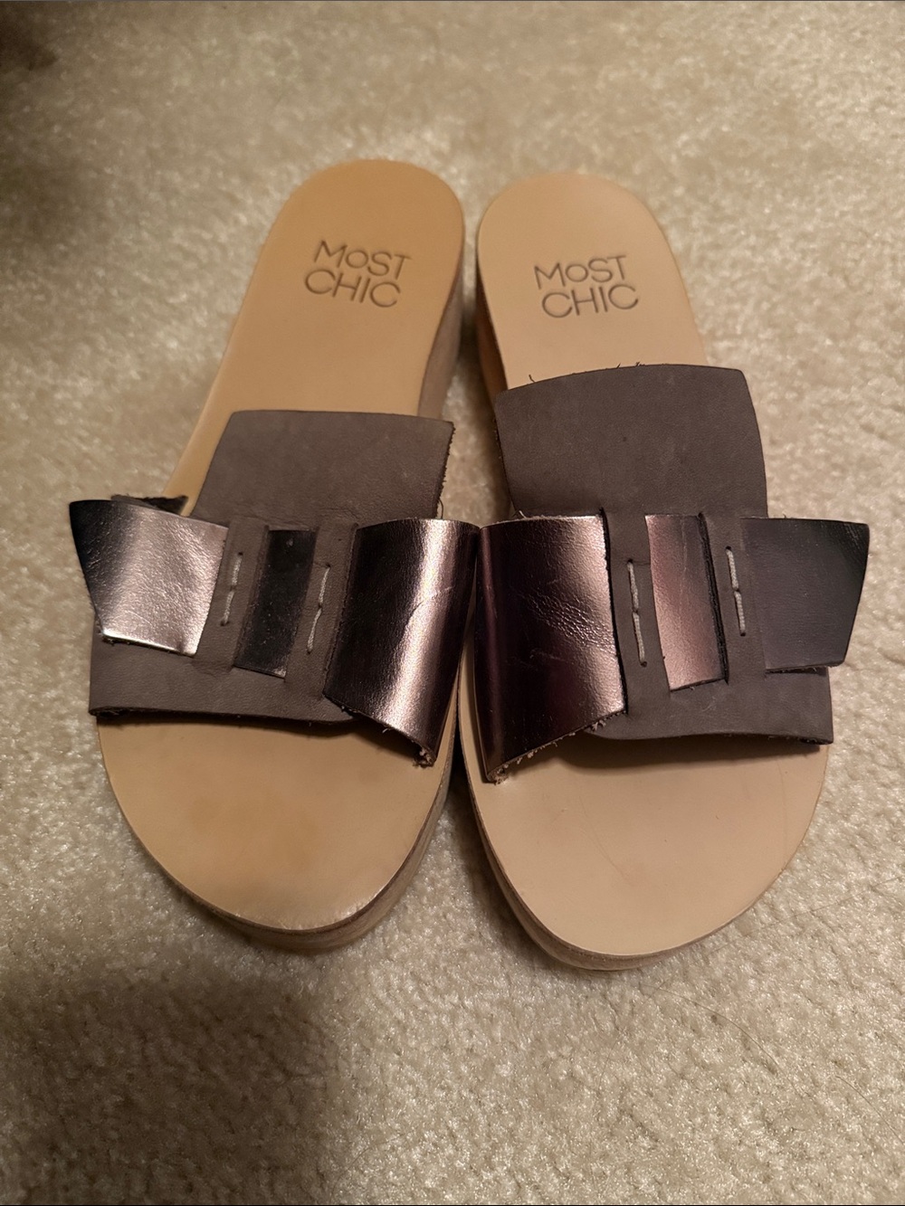 Most Chic Women's Metallic Bronze Slide Mules